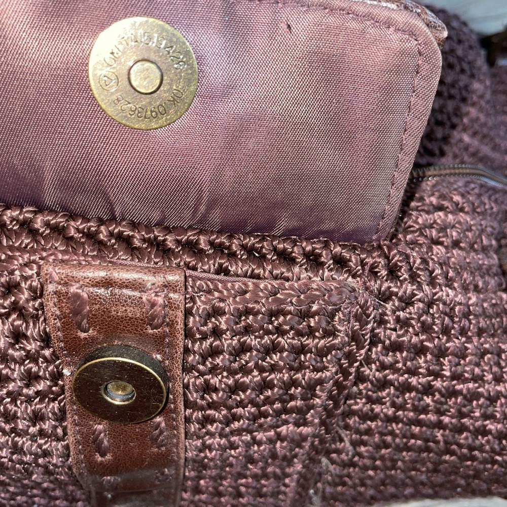 EUC Vintage The Sak Double Strap Crochet Brown Shoulder Bag Purse - Picture 5 of 9